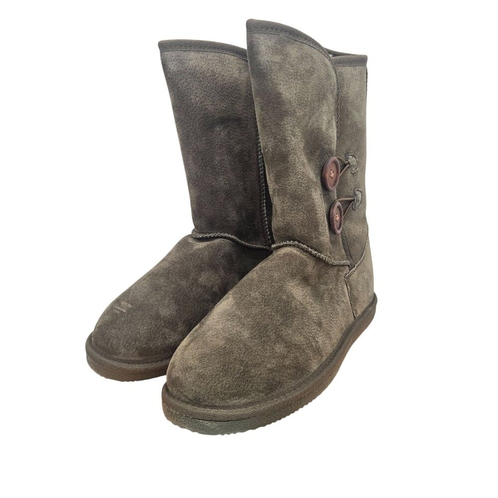Lamo Womens Gray Suede Winter Boots W/ Fleece Lining Size 9 New In Box